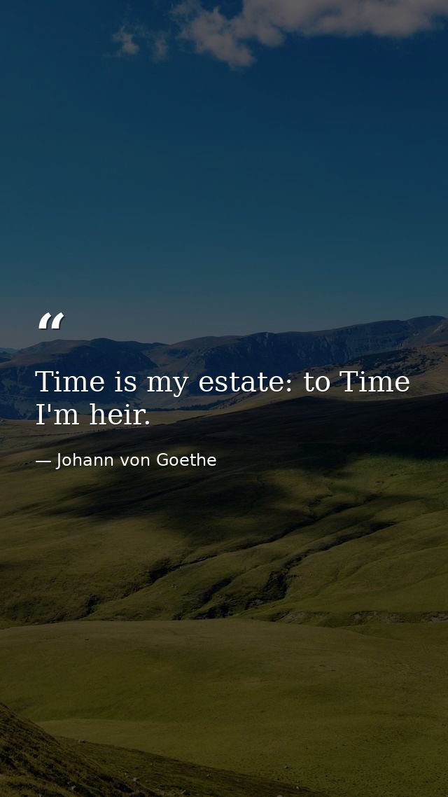 Time is my estate: to Time I'm heir. — Johann von Goethe