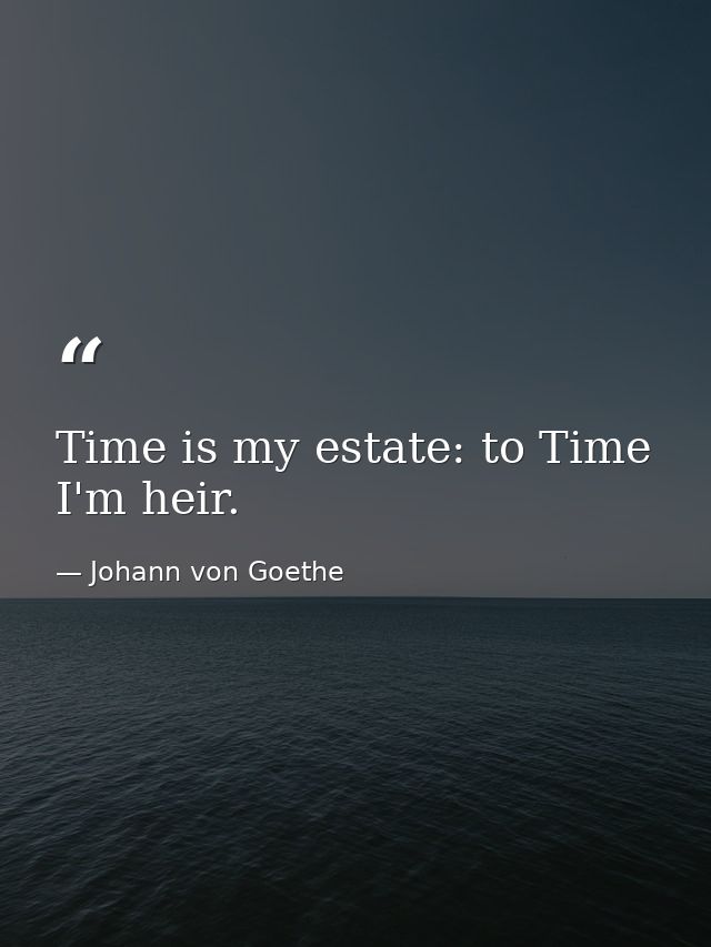 Time is my estate: to Time I'm heir. — Johann von Goethe