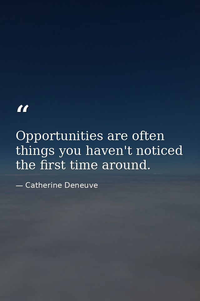 Opportunities are often things you haven't noticed the first time around. — Catherine Deneuve