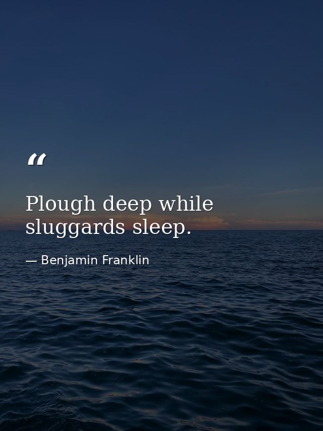 Plough deep while sluggards sleep. — Benjamin Franklin
