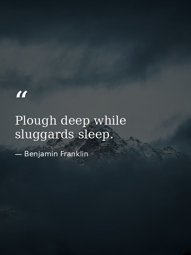 Plough deep while sluggards sleep. — Benjamin Franklin