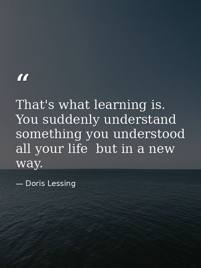 That's what learning is. You suddenly understand something you understood all your life  but in a new way. — Doris Lessing