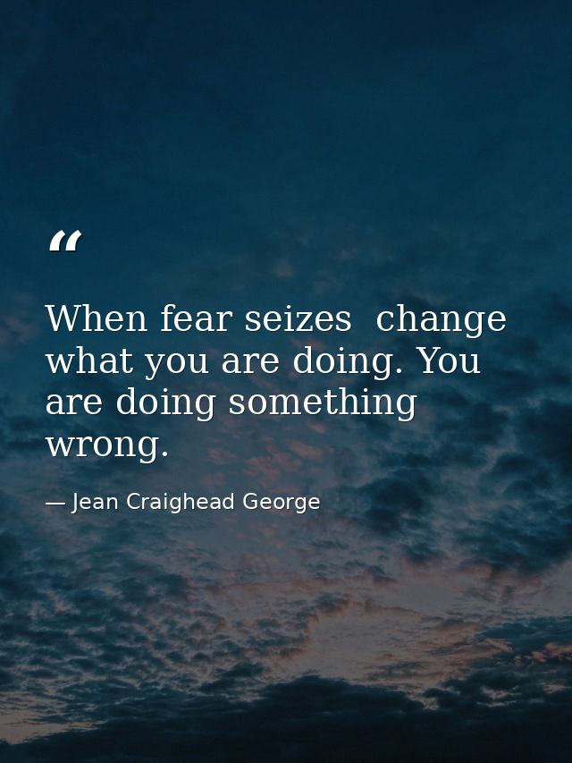 When fear seizes  change what you are doing. You are doing something wrong. — Jean Craighead George