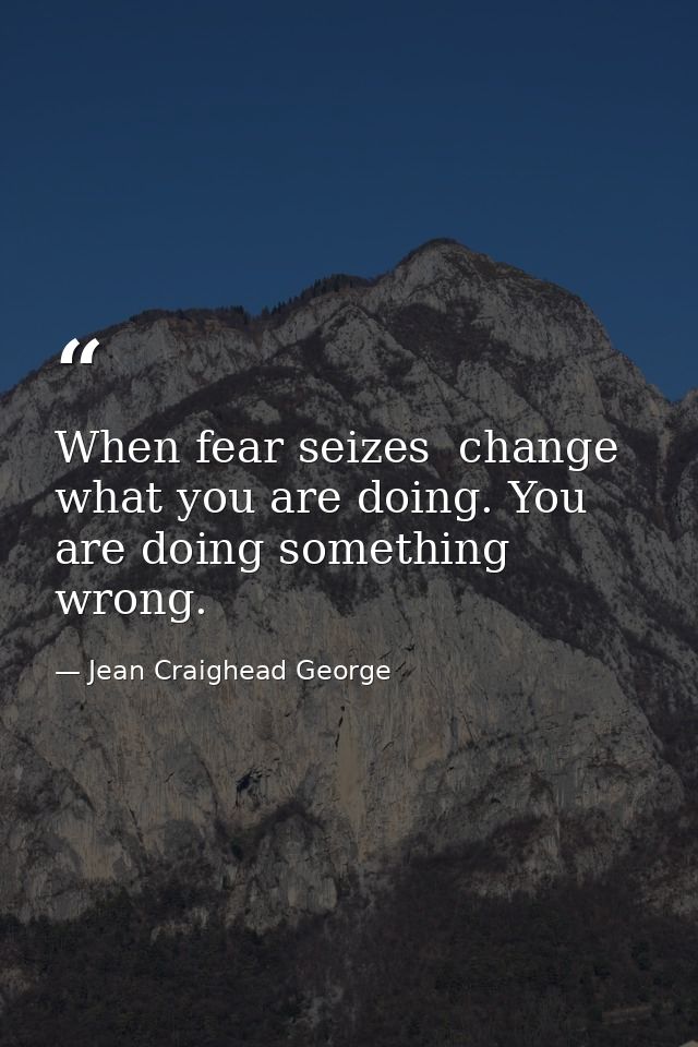 When fear seizes  change what you are doing. You are doing something wrong. — Jean Craighead George
