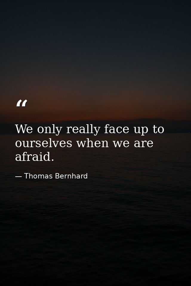 We only really face up to ourselves when we are afraid. — Thomas Bernhard