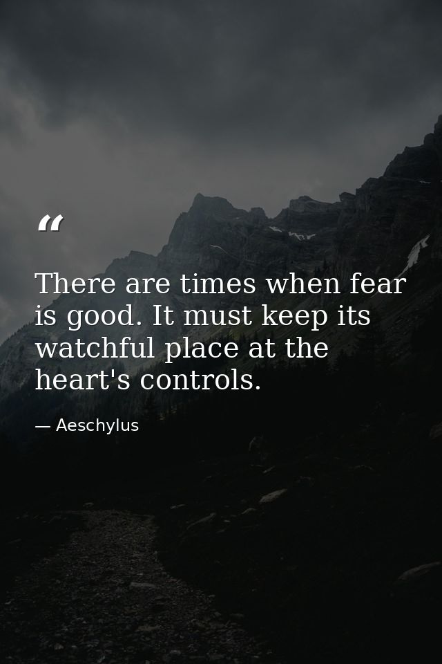 There are times when fear is good. It must keep its watchful place at the heart's controls. — Aeschylus
