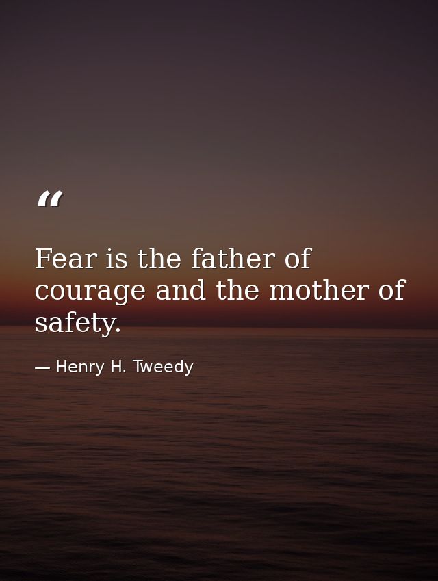 Fear is the father of courage and the mother of safety. — Henry H. Tweedy