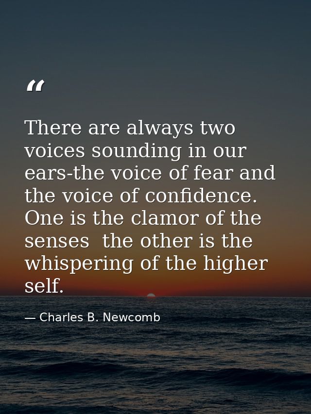 There are always two voices sounding in our ears-the voice of fear and the voice of confidence. One is the clamor of the — Charles B. Newcomb