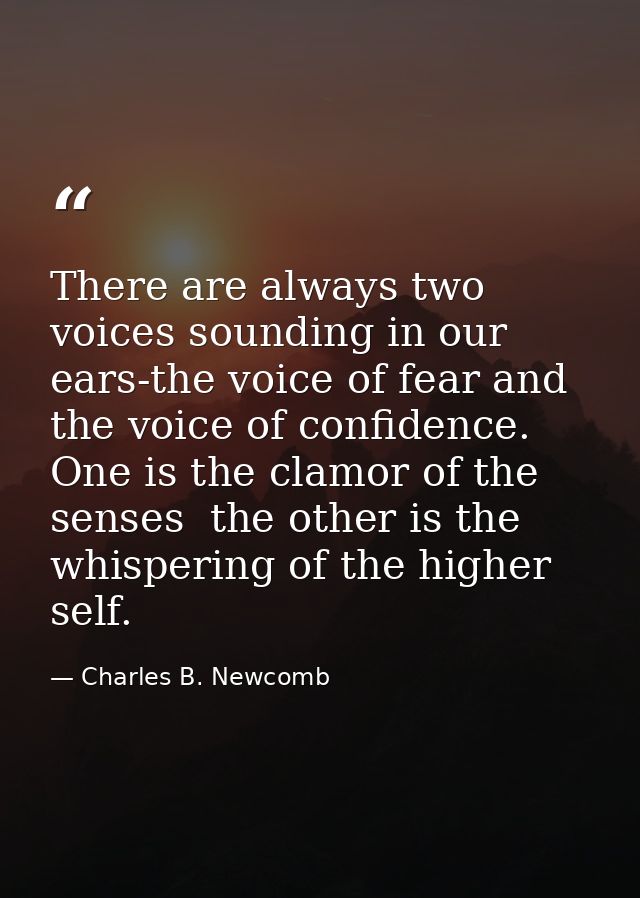 There are always two voices sounding in our ears-the voice of fear and the voice of confidence. One is the clamor of the — Charles B. Newcomb