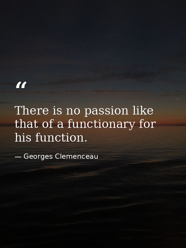 There is no passion like that of a functionary for his function. — Georges Clemenceau