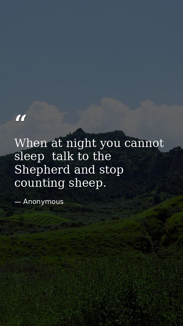 When at night you cannot sleep  talk to the Shepherd and stop counting sheep. — Anonymous