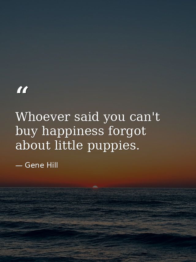 Whoever said you can't buy happiness forgot about little puppies. — Gene Hill