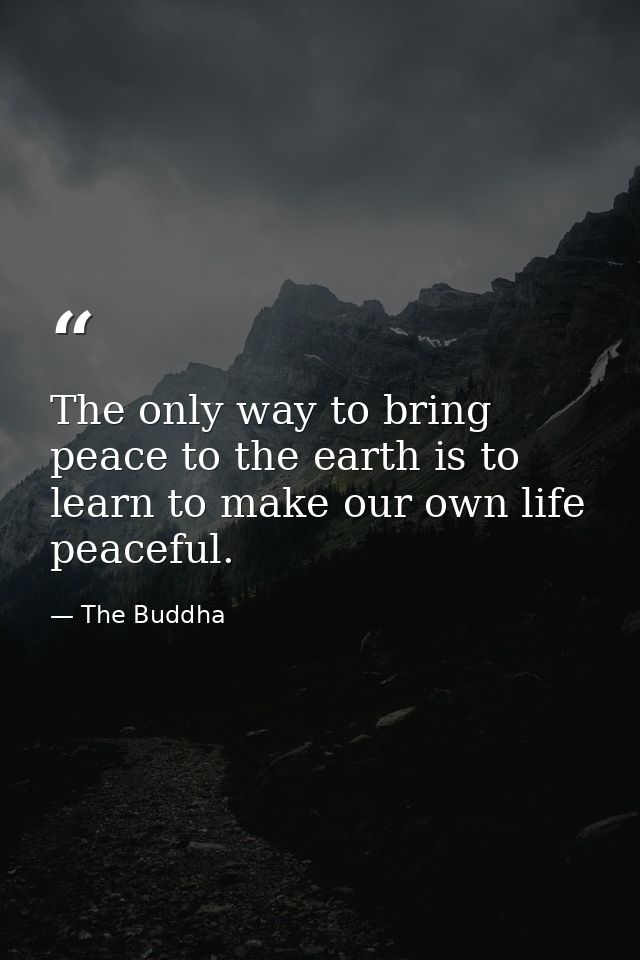 The only way to bring peace to the earth is to learn to make our own life peaceful. — The Buddha
