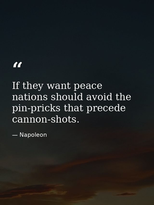 If they want peace  nations should avoid the pin-pricks that precede cannon-shots. — Napoleon