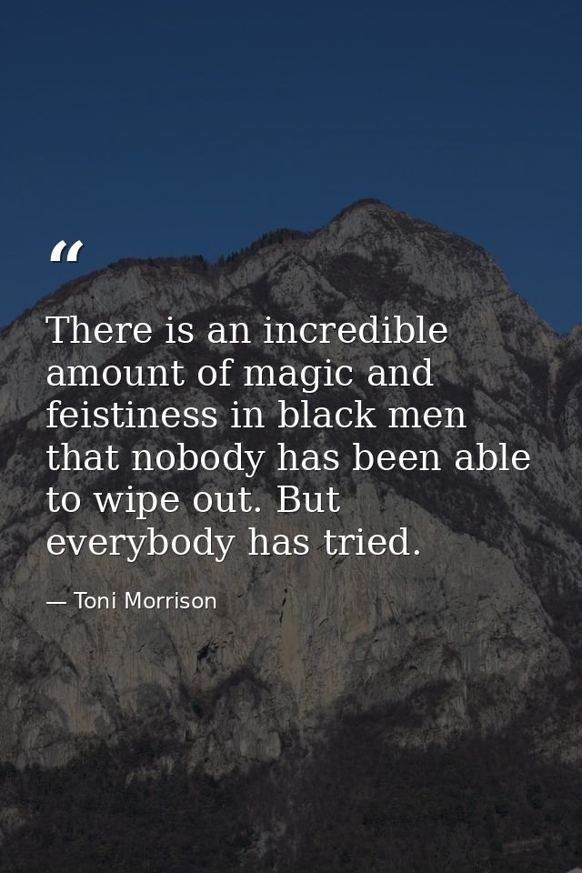 There is an incredible amount of magic and feistiness in black men that nobody has been able to wipe out. But everybody  — Toni Morrison