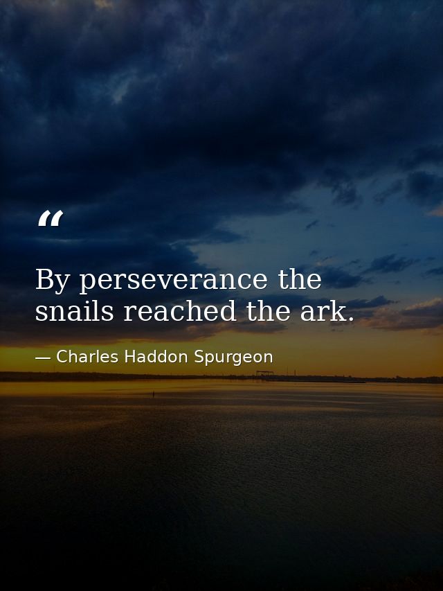 By perseverance the snails reached the ark. — Charles Haddon Spurgeon