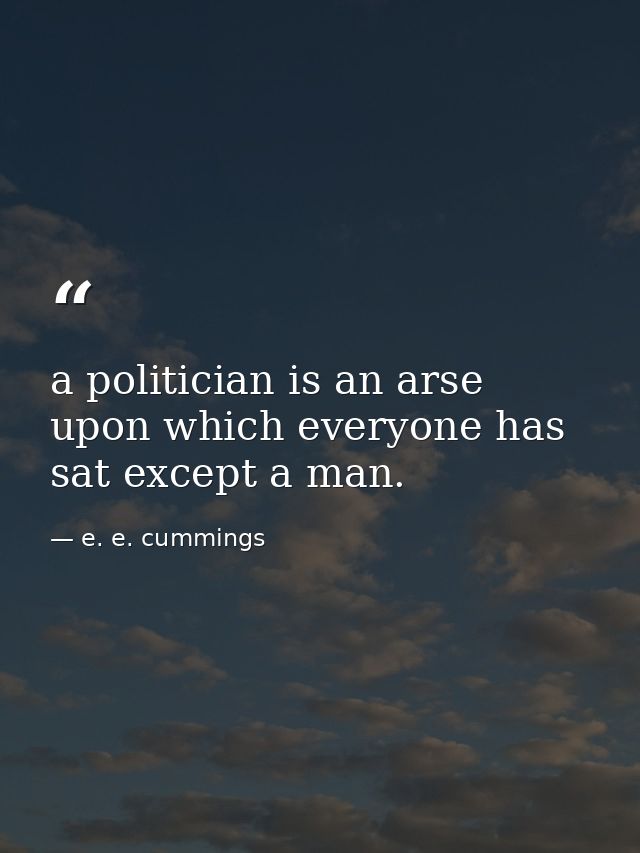 a politician is an arse upon which everyone has sat except a man. — e. e. cummings