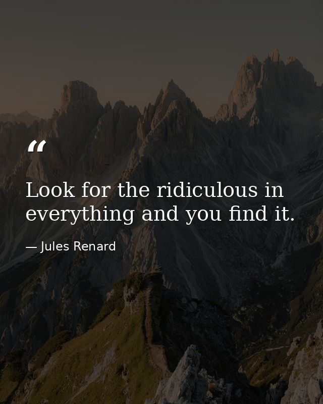 Look for the ridiculous in everything and you find it. — Jules Renard