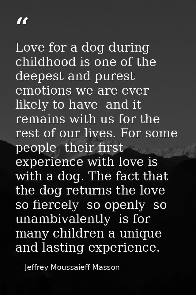 Love for a dog during childhood is one of the deepest and purest emotions we are ever likely to have  and it remains wit — Jeffrey Moussaieff Masson