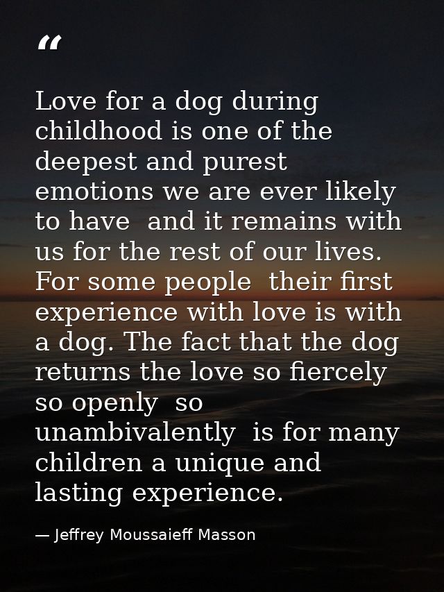 Love for a dog during childhood is one of the deepest and purest emotions we are ever likely to have  and it remains wit — Jeffrey Moussaieff Masson