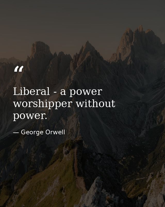 Liberal - a power worshipper without power. — George Orwell