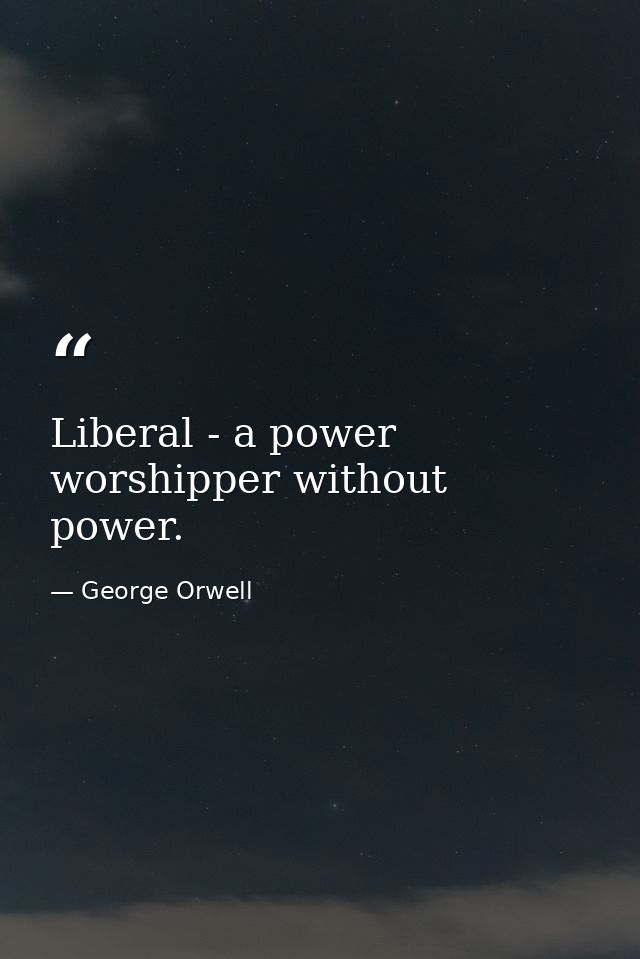 Liberal - a power worshipper without power. — George Orwell