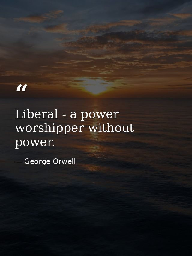 Liberal - a power worshipper without power. — George Orwell
