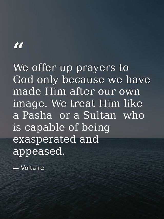 We offer up prayers to God only because we have made Him after our own image. We treat Him like a Pasha  or a Sultan  wh — Voltaire