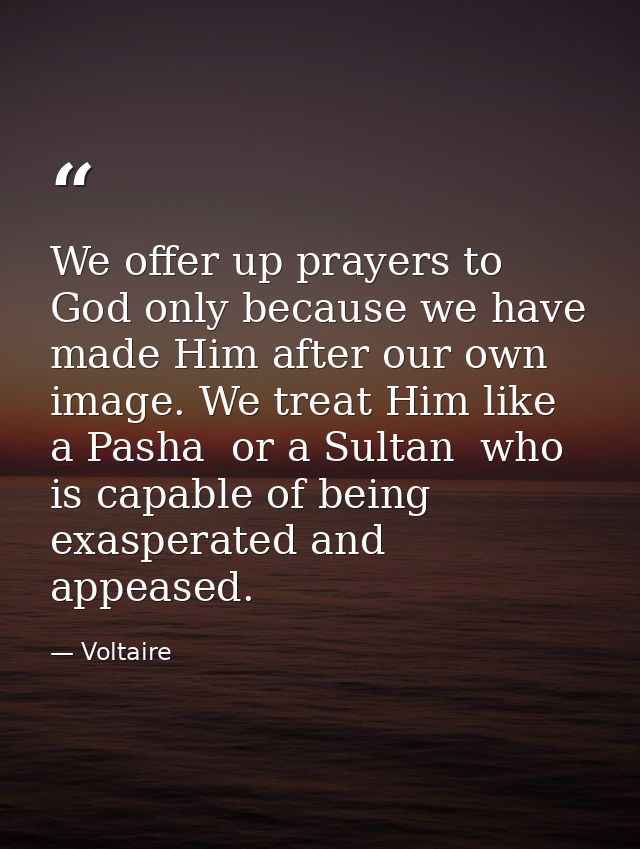We offer up prayers to God only because we have made Him after our own image. We treat Him like a Pasha  or a Sultan  wh — Voltaire
