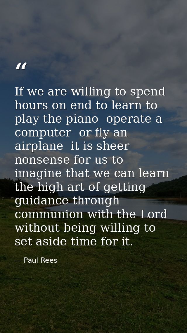 If we are willing to spend hours on end to learn to play the piano  operate a computer  or fly an airplane  it is sheer  — Paul Rees