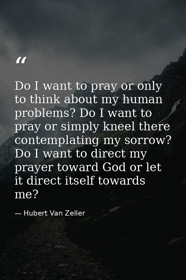Do I want to pray or only to think about my human problems? Do I want to pray or simply kneel there contemplating my sor — Hubert Van Zeller