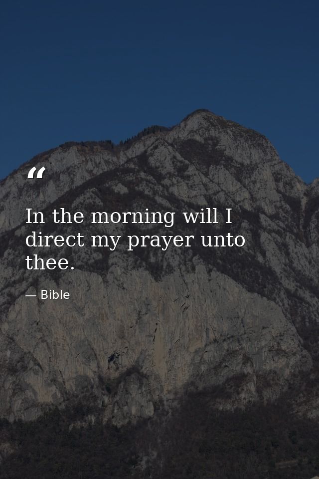 In the morning will I direct my prayer unto thee. — Bible
