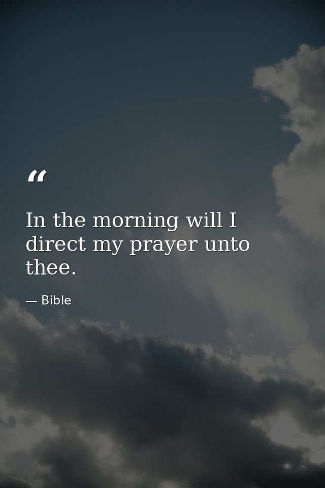 In the morning will I direct my prayer unto thee. — Bible