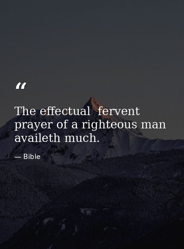 The effectual  fervent prayer of a righteous man availeth much. — Bible