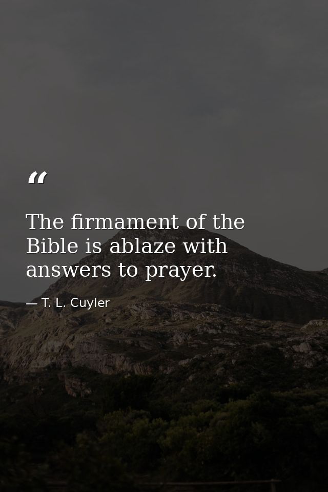 The firmament of the Bible is ablaze with answers to prayer. — T. L. Cuyler