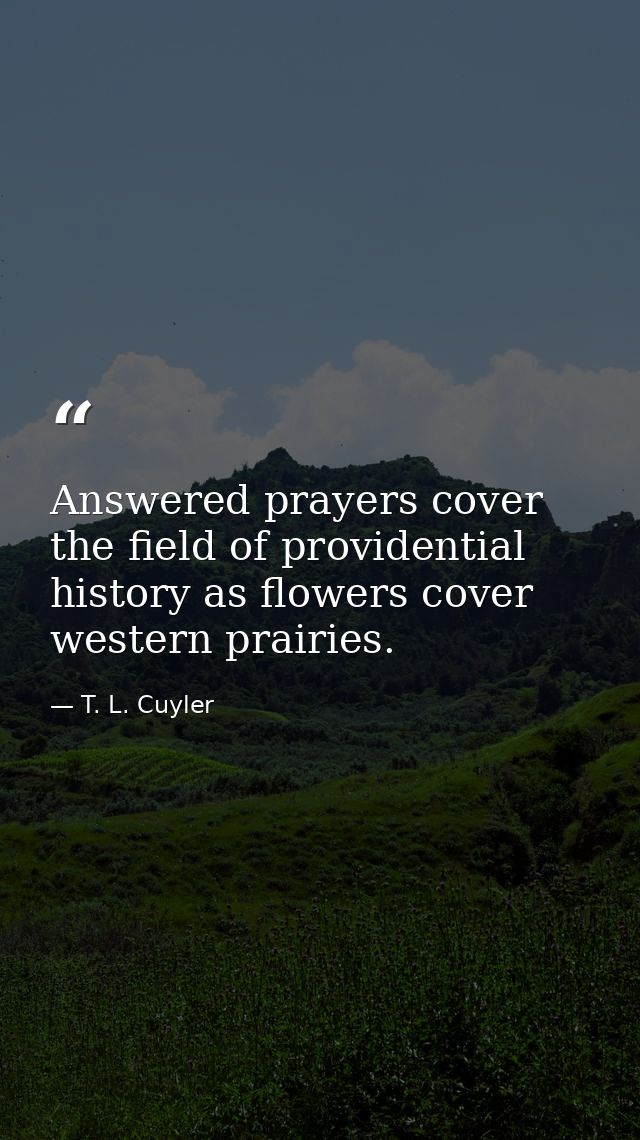 Answered prayers cover the field of providential history as flowers cover western prairies. — T. L. Cuyler