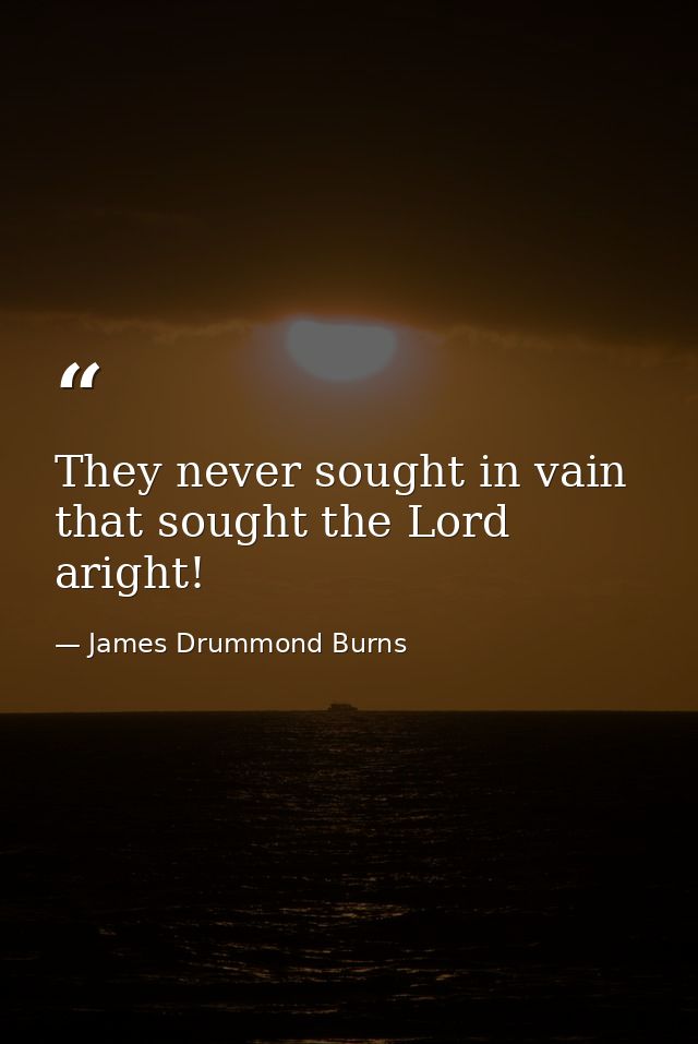 They never sought in vain that sought the Lord aright! — James Drummond Burns