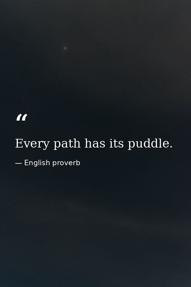 Every path has its puddle. — English proverb