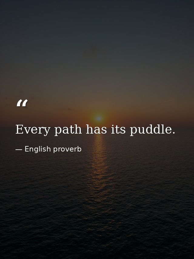 Every path has its puddle. — English proverb