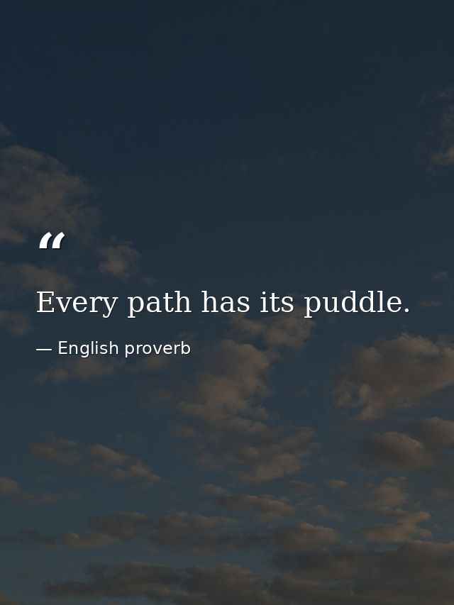 Every path has its puddle. — English proverb