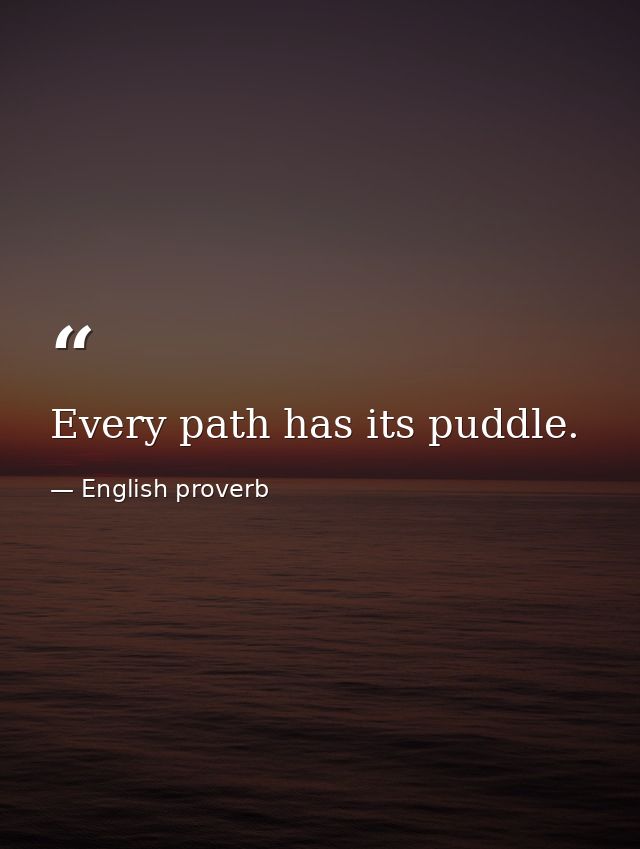 Every path has its puddle. — English proverb