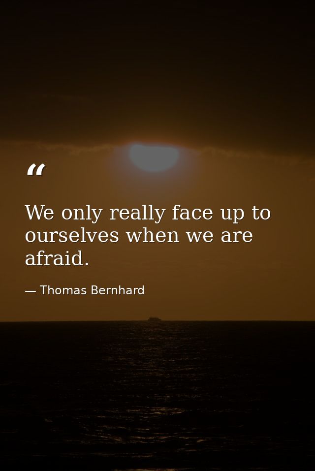 We only really face up to ourselves when we are afraid. — Thomas Bernhard