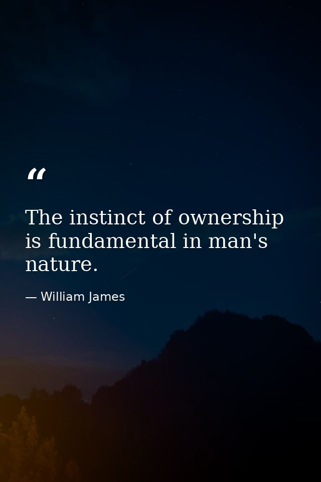 The instinct of ownership is fundamental in man's nature. — William James