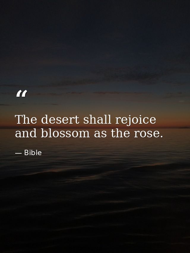 The desert shall rejoice  and blossom as the rose. — Bible
