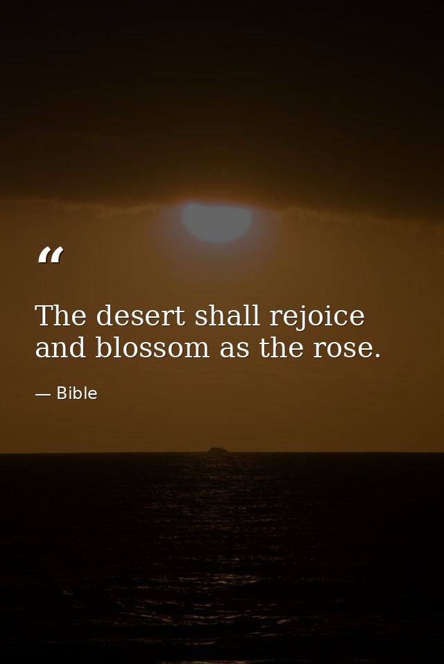 The desert shall rejoice  and blossom as the rose. — Bible