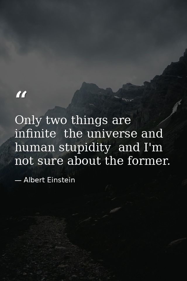 Only two things are infinite  the universe and human stupidity  and I'm not sure about the former. — Albert Einstein