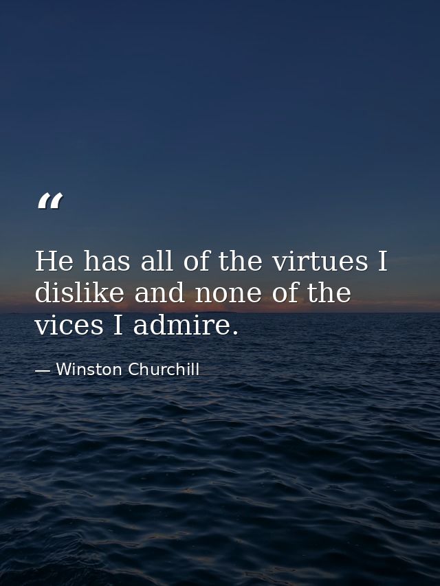 He has all of the virtues I dislike and none of the vices I admire. — Winston Churchill