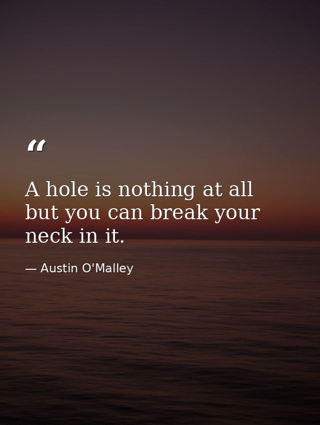 A hole is nothing at all  but you can break your neck in it. — Austin O'Malley