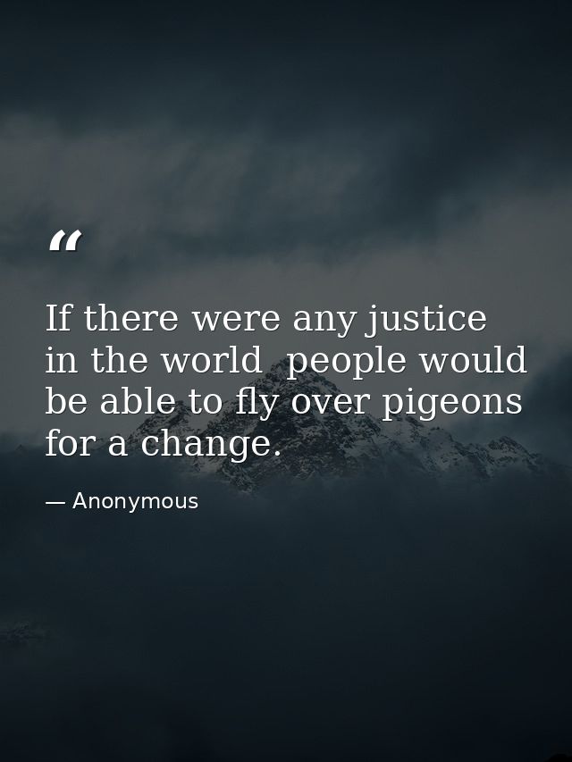 If there were any justice in the world  people would be able to fly over pigeons for a change. — Anonymous