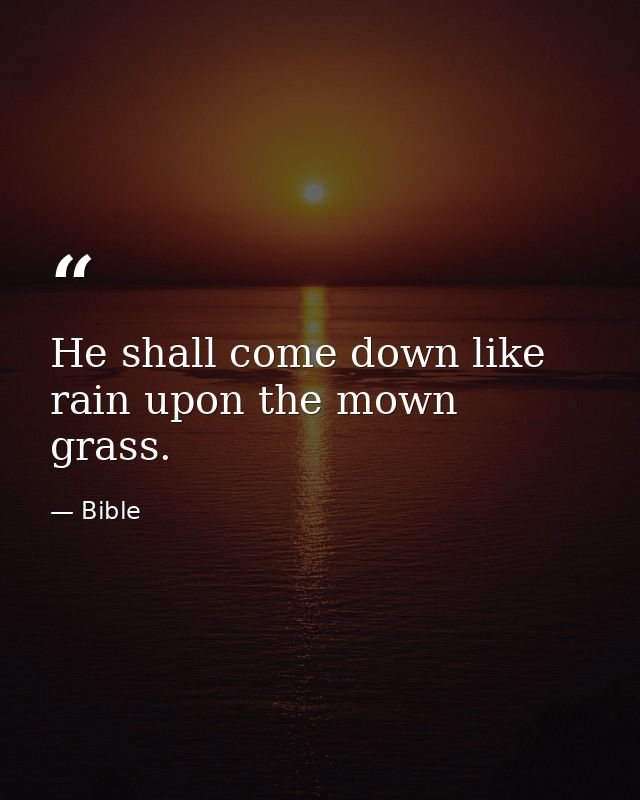 He shall come down like rain upon the mown grass. — Bible